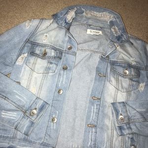 Distressed jean jacket